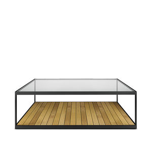 garden coffee table / contemporary / teak / glass