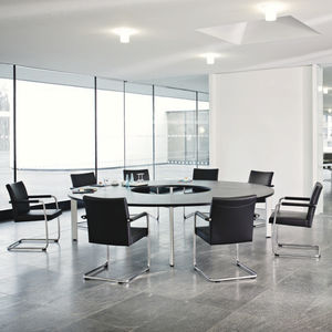 contemporary boardroom table / wooden / metal / rectangular