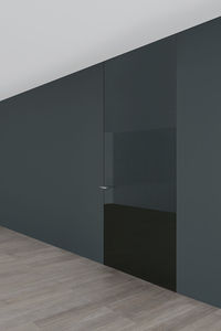 interior door / pivoting with central axis / wooden / without glazing