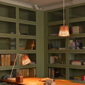 pendant lamp / contemporary / steel / wooden