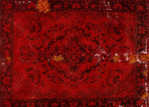 vintage rug / floral pattern / wool / cotton