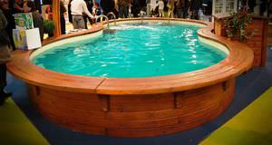 wooden swimming pool coping