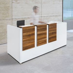 wooden reception desk
