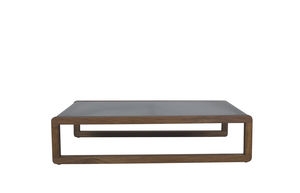 contemporary coffee table / teak / glass / rectangular