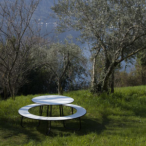 contemporary bench and table set