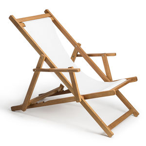 contemporary sun lounger / Batyline® / water-repellent fabric / wooden