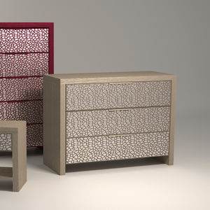 contemporary chest of drawers / wood / leather