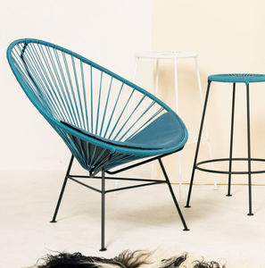 contemporary chair / powder-coated steel / galvanized steel / rope