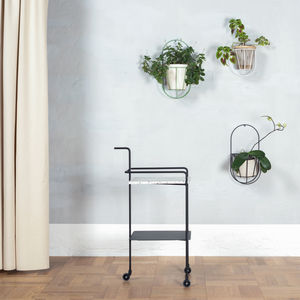 powder-coated steel trolley / terrazzo