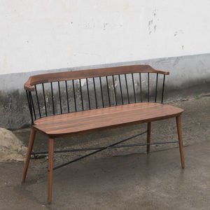 contemporary bench / solid wood / steel