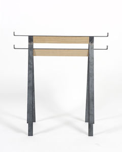 contemporary table / metal / metal base / rectangular