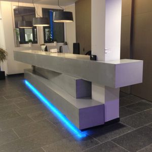 concrete reception desk