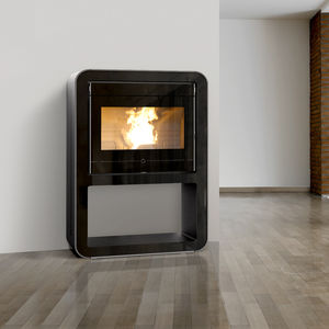 pellet heating stove / metal / earthenware / contemporary