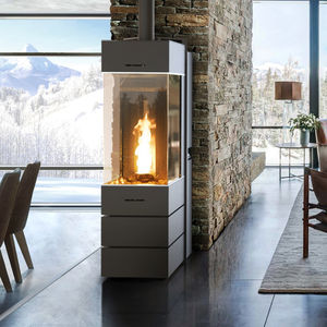pellet heating stove / central / steel / cast iron