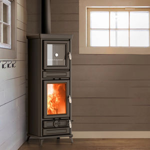 wood heating stove / steel / cast iron / contemporary