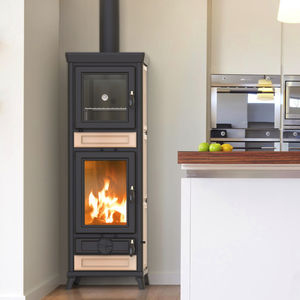 wood heating stove / steel / cast iron / contemporary