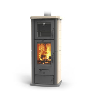 wood heating stove / earthenware / contemporary / with oven