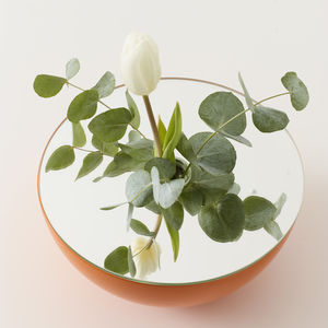 contemporary vase / solid wood / glass