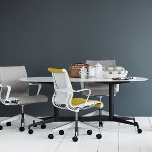 contemporary office armchair / fabric / mesh / on casters