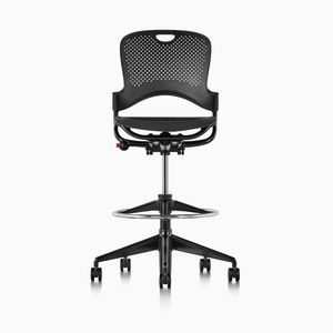 fabric task stool / on casters / upholstered / swivel