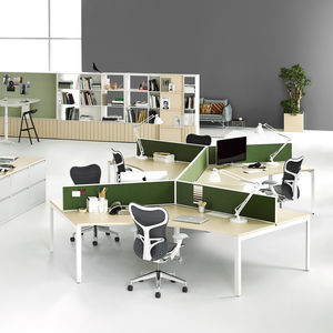 workstation desk / wood veneer / laminate / metal