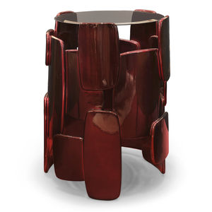 contemporary side table / glass / round / custom