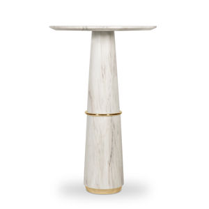 contemporary high bar table / brass / marble / marble base