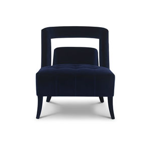 contemporary fireside chair / velvet / blue / commercial