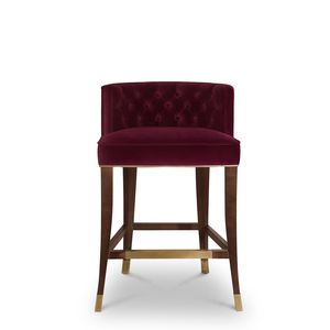 contemporary bar chair / upholstered / velvet / ash