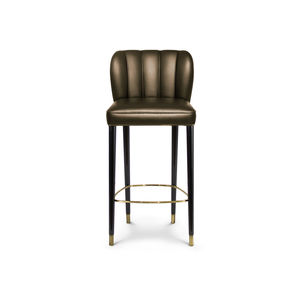 contemporary bar chair / upholstered / leather