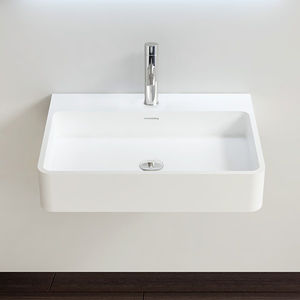 wall-mounted washbasin / rectangular / stone resin / contemporary