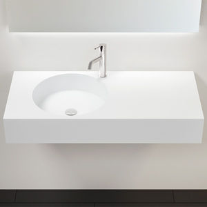 wall-mounted washbasin / oval / stone resin / contemporary