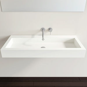 double washbasin / wall-mounted / rectangular / stone resin