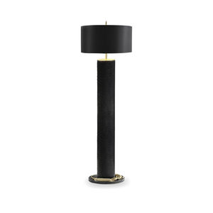 floor-standing lamp / contemporary / brass / leather