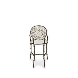 traditional bar chair / upholstered / with armrests / velvet
