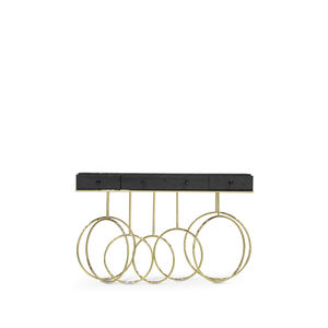 original design sideboard table / brushed brass / fabric / rectangular