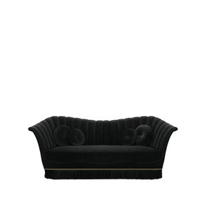 traditional sofa / velvet / black