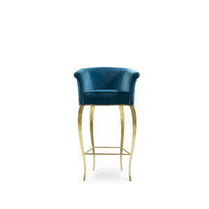 traditional bar chair / upholstered / with armrests / velvet