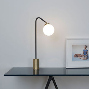 table lamp / contemporary / brass / opalescent glass