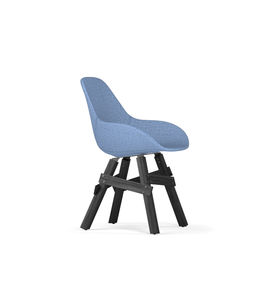 contemporary chair / upholstered / with armrests / fabric