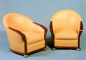 Art Deco armchair / fabric / leather / by Pierre Chareau