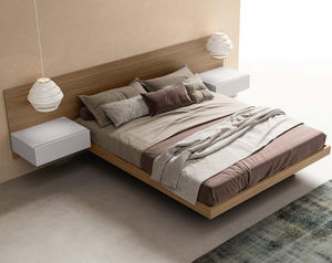 Platform bed with side deals tables attached