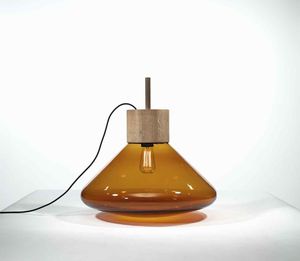 table lamp / contemporary / oak / glass
