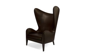 contemporary armchair / leather / wing