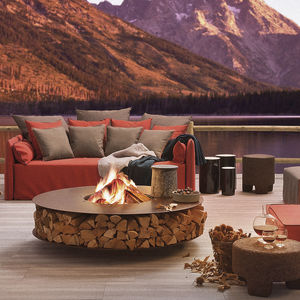 wood-burning fire pit / steel / stainless steel / contemporary