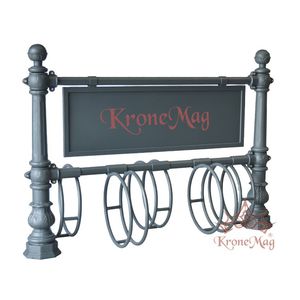 powder-coated steel bike rack / with advertising panel / for public spaces