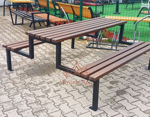 contemporary bench and table set