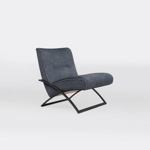 contemporary fireside chair / fabric / leather / stainless steel