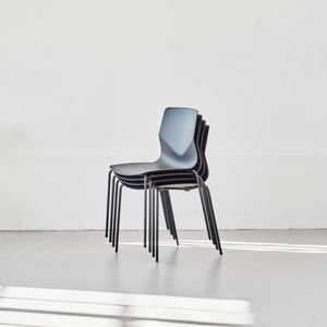 contemporary visitor chair / stackable / polypropylene / steel