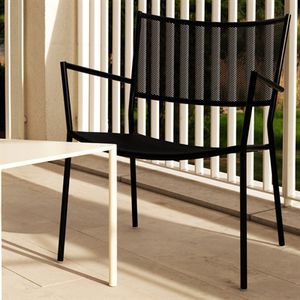 contemporary armchair / mesh / painted steel / sheet metal